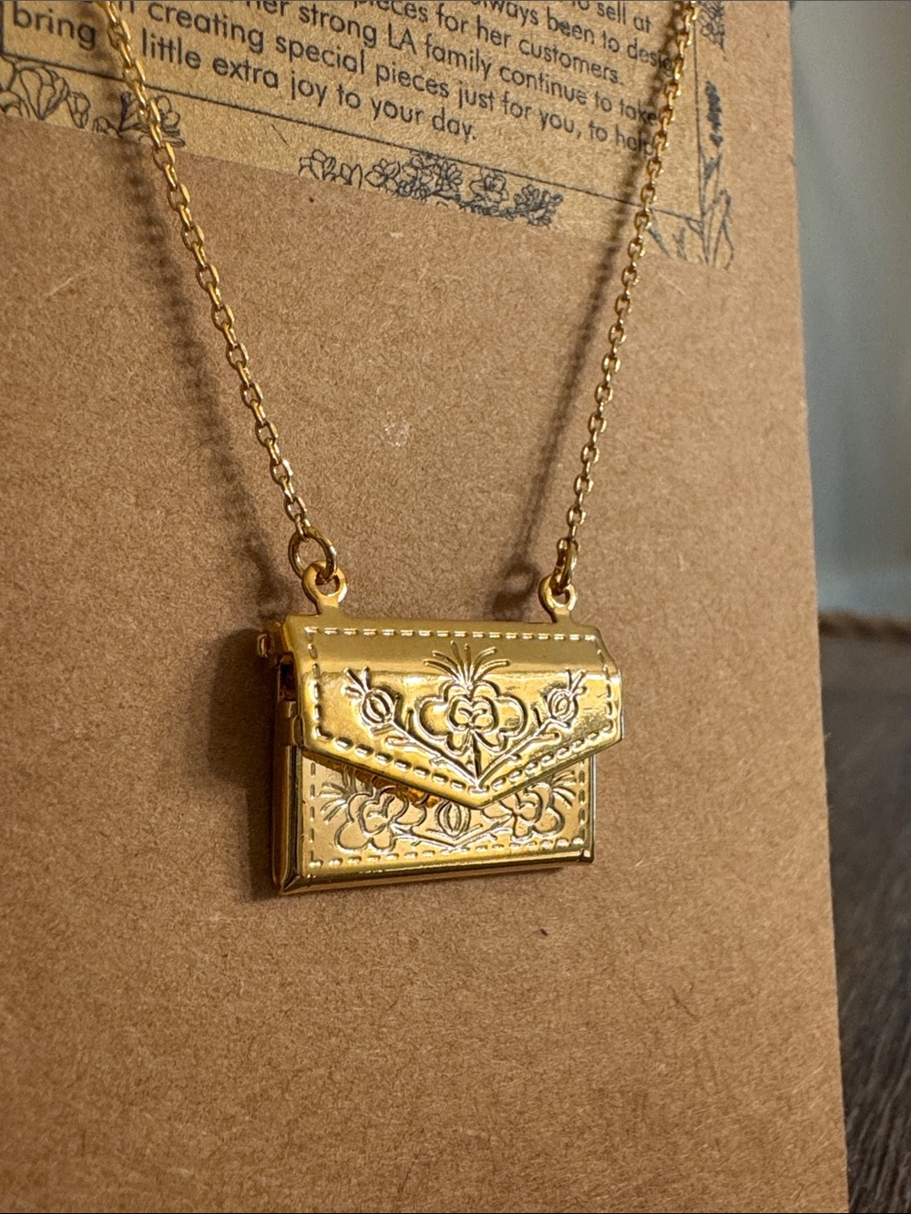 NEW| Gold Envelope Locket Necklace
